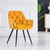 Jymtom Fauteuil en Velours de Salle à Manger avec Accoudoirs et Dossier et Les Pieds en Métal au Style Moderne Jaune