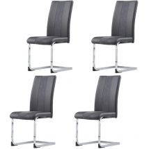 Chaise en velours et cuir, Chaise à manger chaise de repos dossier en cuir synthétique,cuisine et Bureau de séjour,office (gris,4)