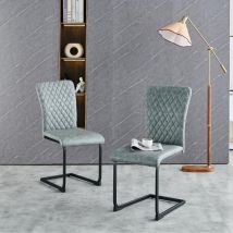 Jymtom - Lot de 2 chaises de salle à manger en simili-cuir, Moderne avec Dossier Haut et siège en rembourré avec Pieds chromés et chaises latérales