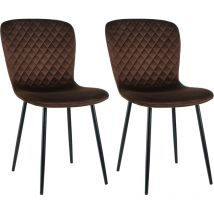 Lot de 2 chaises de salle à manger en velours avec dossier et pieds en métal - Style scandinave - Avec revêtement en velours - Pour table à manger,