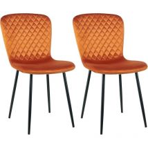 Lot de 2 chaises de salle à manger en velours avec dossier et pieds en métal - Style scandinave - Avec revêtement en velours - Pour table à manger,