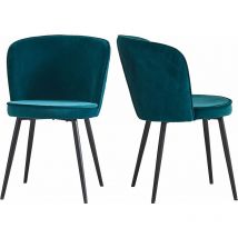 Lot de 2 chaises en velours canard pour salle à manger,Pour séjour, Chambre, cuisine, Bureau - canard - Jymtom
