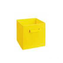 Lot de 4 Boîtes de Rangement en Toile Pliable, non tissée, Paniers de Rangement avec Poignées, 27 x 27 x 28 cm-pour vêtements, livres, jouets (Jaune)