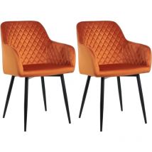 Jymtom - Lot de 2 Chaise Salle à Manger, Design scandinave Fauteuil en Velours, Rembourrée, Charge Max.120 kg, Pieds en Métal, pour Salon,