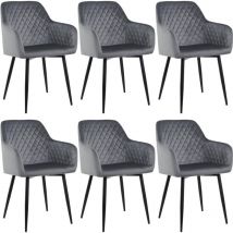 JYMTOM Lot de 6 Chaise Salle à Manger, Design scandinave Fauteuil en Velours, Rembourrée, Charge Max.120 kg, Pieds en Métal, pour Salon,