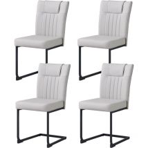Jymtom - Lot de 4 chaises de salle à manger cantilever en cuir synthétique avec dossier haut et structure en métal mat pour salon, salle à manger,