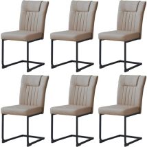 Jymtom - Lot de 6 chaises de salle à manger cantilever en cuir synthétique avec dossier haut et structure en métal mat pour salon, salle à manger,
