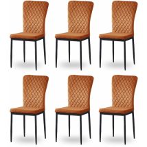 Ainpecca – Lot De 6 Chaises En Velours Gris Capitonné – Dossier Ergonomique Incliné – Pieds En Métal – Charge Max 100 Kg