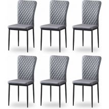 Ainpecca - jymtom Lot de 6 chaises Dossier haut ,pour salle à manger,matière en Similicuir et métal - Gris