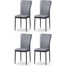 Ainpecca - jymtom Lot de 4 chaises Dossier haut ,pour salle à manger,matière en Similicuir et métal - Gris