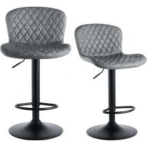 Lot de 2 tabourets de bar en cuir synthétique avec dossier, assise rembourrée, pivotant à 360°, pour bar, cuisine, bistro, comptoir, salle à manger