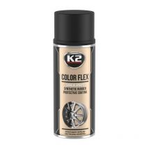 K2 - Pintura Vinilo Líquido Spray Negro Color Flex 400 ml, pintura flexible para vehículos y superficies, acabado negro mate, secado rápido,