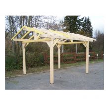 Foresta - posto auto coperto a doppia pendenza con predisposizione per tetto in tegole 3,00 x 3,62 m - ka3550st - habrita