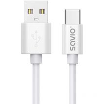 USB-Kabel 2 m usb 2.0, usb a - usb c Weiß Savio CL-168