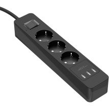 Ciabatta 3 uscite con 3 Porte di Carica usb Max. 4,8A, Ciabatta con Portata Fino, 4000W, 250V, 16A, certificata tüv e gs, limitazione di