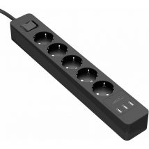 Ciabatta 5 uscite con 3 Porte di Carica usb Max. 4,8A, Ciabatta con Portata Fino, 4000W, 250V, 16A, certificata tüv e gs, limitazione di