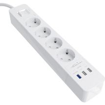KabelDirekt Ciabatta elettrica a 4 Prese e multipresa USB, Quick Charge 3.0, Carica Fino a 3 Volte Veloce a seconda del Dispositivo, Protezione