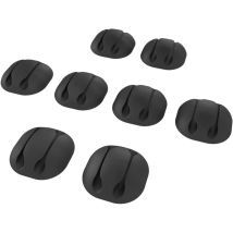Portacavo Autoadesivi – 8 Pezzi, Elastici, Per Dare Ordine Ai Cavi Di Carica E Ai Cavi Dati Sulla Scrivania O In Macchina, Nero, Top Series - 