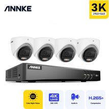 Kabelgebundenes Turm Videoüberwachungskamera Set für den Außenbereich, 8 Kanäle, 3K H.265 + dvr und 4 Kameras mit 5 mp, Farbnachtsicht, Fernzugriff,