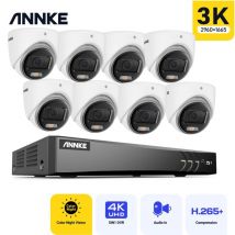 Kabelgebundenes Turm Videoüberwachungskamera Set für den Außenbereich, 8 Kanäle, 3K H.265 + dvr und 8 Kameras mit 5 mp, Farbnachtsicht, Fernzugriff,