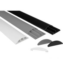 Hexim - Kabelkanal 68x18mm pvc Kunststoff Kabelabdeckung halbrund für tv, Wand & Boden: grau, 8 Meter / 4 Leisten