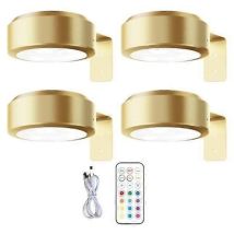 Kabellose Wandleuchte Mit Fernbedienung, Dimmbar, Batteriebetrieben, Einstellbare 13-farben-rgb-beleuchtung – Perfektes Gold