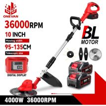 Kabelloser Elektrischer Rasenmäher 10", Bürstenloser Motor 36.000 U/min, Rasentrimmer, Makita 18v Akku Kompatibel, 2 Akkus & Ladegerät