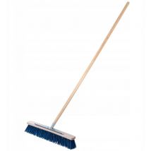 Kadax - Balai de rue 2 en 1 avec bord à gratter - Balai industriel à long manche en bois - Balai en plastique (50 cm)