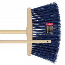 Kadax - Balayage routier et trottoir, balai de jardin avec manche en bois, balai en nylon, balai industriel pour trottoir, (bleu foncé)