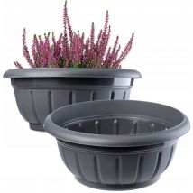 Blumenschale, runde Pflanzschale, Pflanzkübel aus Kunststoff, wetterfester Blumenkübel für Auß - Kadax