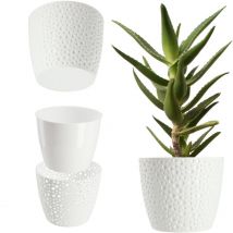 Blumentopf aus Kunststoff, Pflanzkübel, rund, 15 cm, Weiß - Kadax