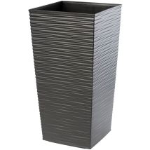 Blumentopf, Aus Kunststoff, Pflanzkübel, Rattan Imitation, 29 Cm, Grafit - Kadax