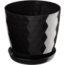 Blumentopf, Ein Topf für Blumen mit Untersetzer, 25cm, Schwarz - Kadax