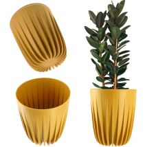 Kadax - Blumentopf mit Einsatz, aus Kunststoff, rund, 25 cm, Dunkelgelb