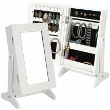 Kadax - Boîte à bijoux avec miroir, 21 x 15 x 38,5 cm, boîte en panneau mdf, boîte à bijoux avec pieds, étui à bijoux pour chaînes, bagues (blanc)