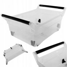 Boîte de rangement, boîte de rangement avec roues, récipient en plastique avec poignées, boîte de rangement transparente (30 l) - Kadax