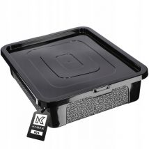 Boîte de rangement rectangulaire avec couvercle - Boîte de rangement empilable en plastique - Boîte de rangement peu encombrante (10 l, noir) - Kadax