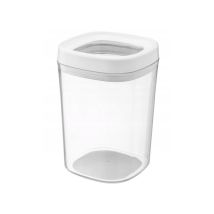 Kadax - Boîte de rangement transparente en plastique avec couvercle pour farine, céréales, sucre et pâtes (1000 ml, blanc)