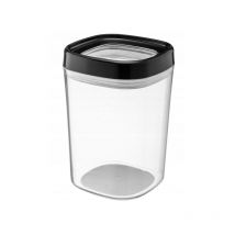 KADAX Boîte de rangement transparente en plastique avec couvercle pour farine, céréales, sucre et pâtes (1000 ml, noir)