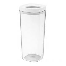 Boîte de rangement transparente en plastique avec couvercle pour farine, céréales, sucre et pâtes (1800 ml, blanc) - Kadax