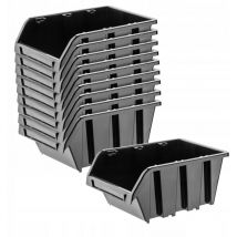Boîtes de Rangement Murales, Boîtes Empilables en Plastique pour Organiser Vos Outils, Bacs à Bec pour Garage (Lot de 10 : Noir, 390 x 240 mm) - Kadax