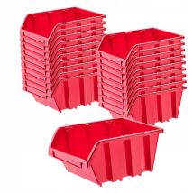 Boîtes de Rangement Murales, Boîtes Empilables en Plastique pour Organiser Vos Outils, Bacs à Bec pour Garage (Lot de 20 : Rouge, 155 x 100 mm)