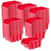 Boîtes de Rangement Murales, Boîtes Empilables en Plastique pour Organiser Vos Outils, Bacs à Bec pour Garage (Lot de 50 : Rouge, 155 x 100 mm)