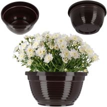 Kadax - Bol à fleurs rond en plastique - Résistant aux intempéries - Pour l'extérieur - Bol funéraire léger pour fleurs - Diamètre : 20 cm - Marron