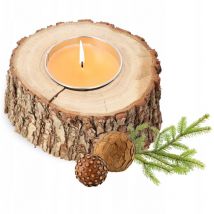 Bougie rustique dans un tronc d'arbre, bougie d'extérieur en bois naturel, bougie de jardin, bougie décorative, bougeoir en bois (orange, petit)