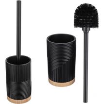 Kadax - Brosse wc avec support, brosse wc avec poignée et support, brosse wc avec porte-brosse, brosse wc sans perçage (rond noir)