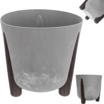 Cache-pot avec insert intérieur, pot de fleurs rond en plastique pour l'intérieur et l'extérieur (gris, 21 cm), K9899 - Kadax