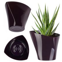 Cache-pot de fleurs 17 cm pour fleurs asymétrique prune pour le salon - Kadax