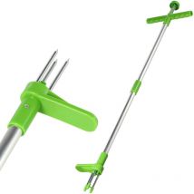Désherbeur manuel en aluminium avec long manche - Pour un retrait efficace des mauvaises herbes - Argenté - Kadax