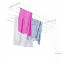 Etendoir a Linge au Plafond avec Tiges en Acier, Pratique Systeme de Sechage Suspended pour Maximiser l'espace Interieur (Blanc, 5 x 190 cm) - Kadax